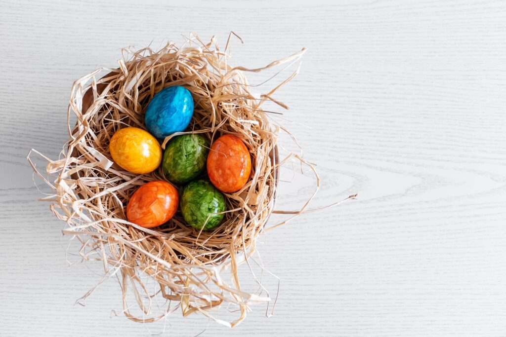 Basket Full of Easter Eggs Free Photo