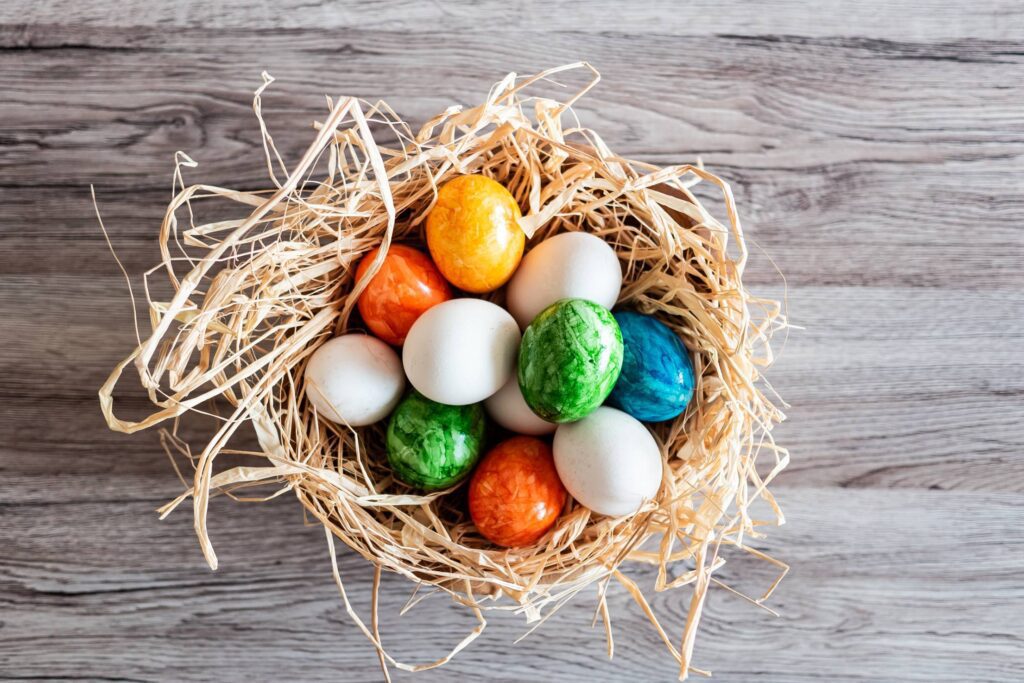 Basket Full of Perfect Easter eggs Free Photo