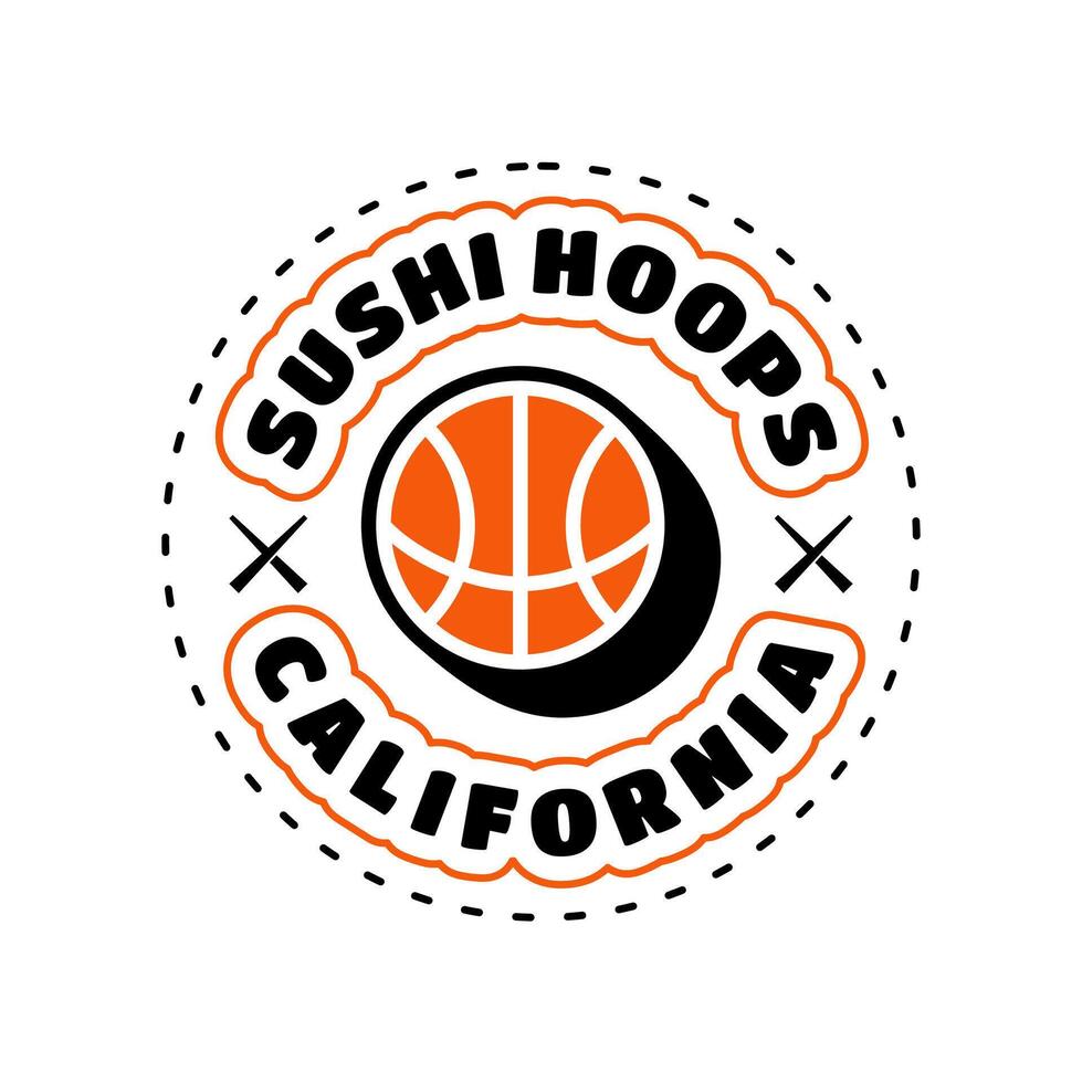 Basketball and sushi roll icon logo template Stock Free