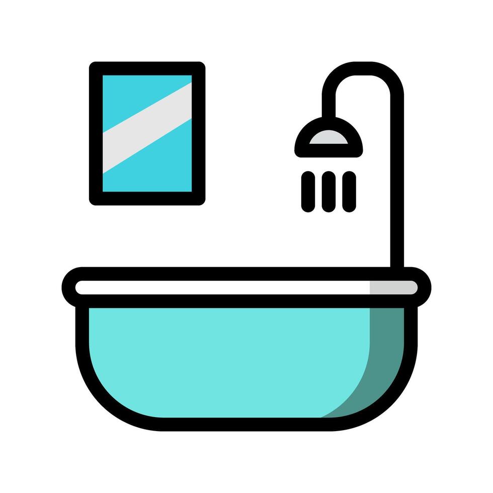 Bathroom flat icon. symbol editable furniture with shower and mirror. Stock Free