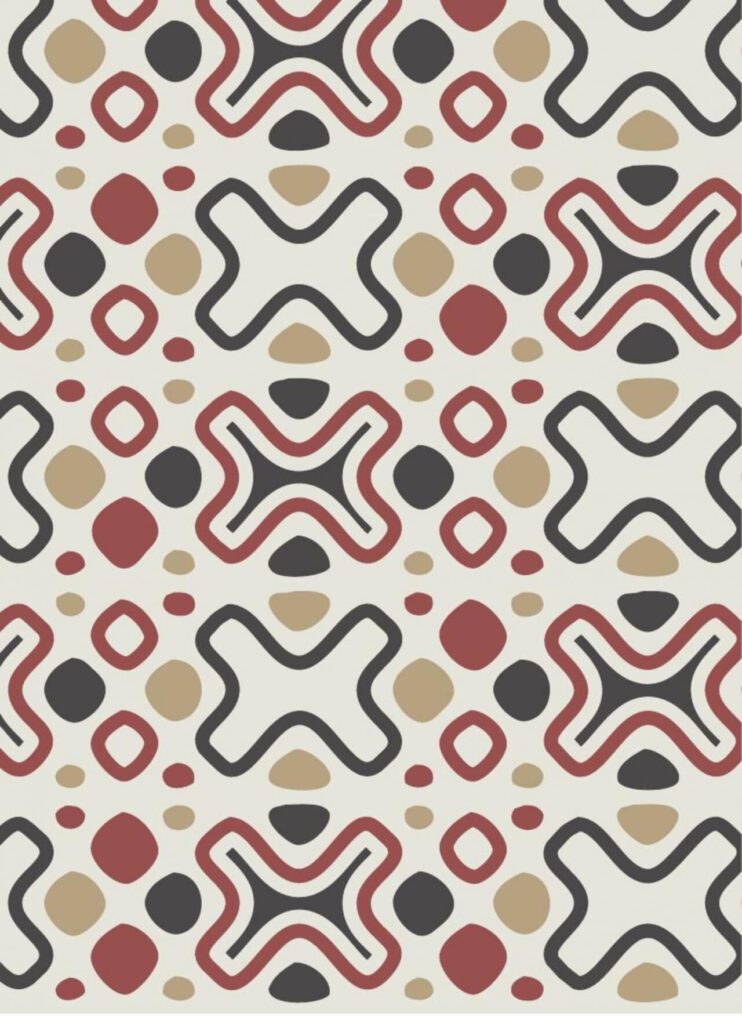 Tribal Red, Blue, and Cream Pattern