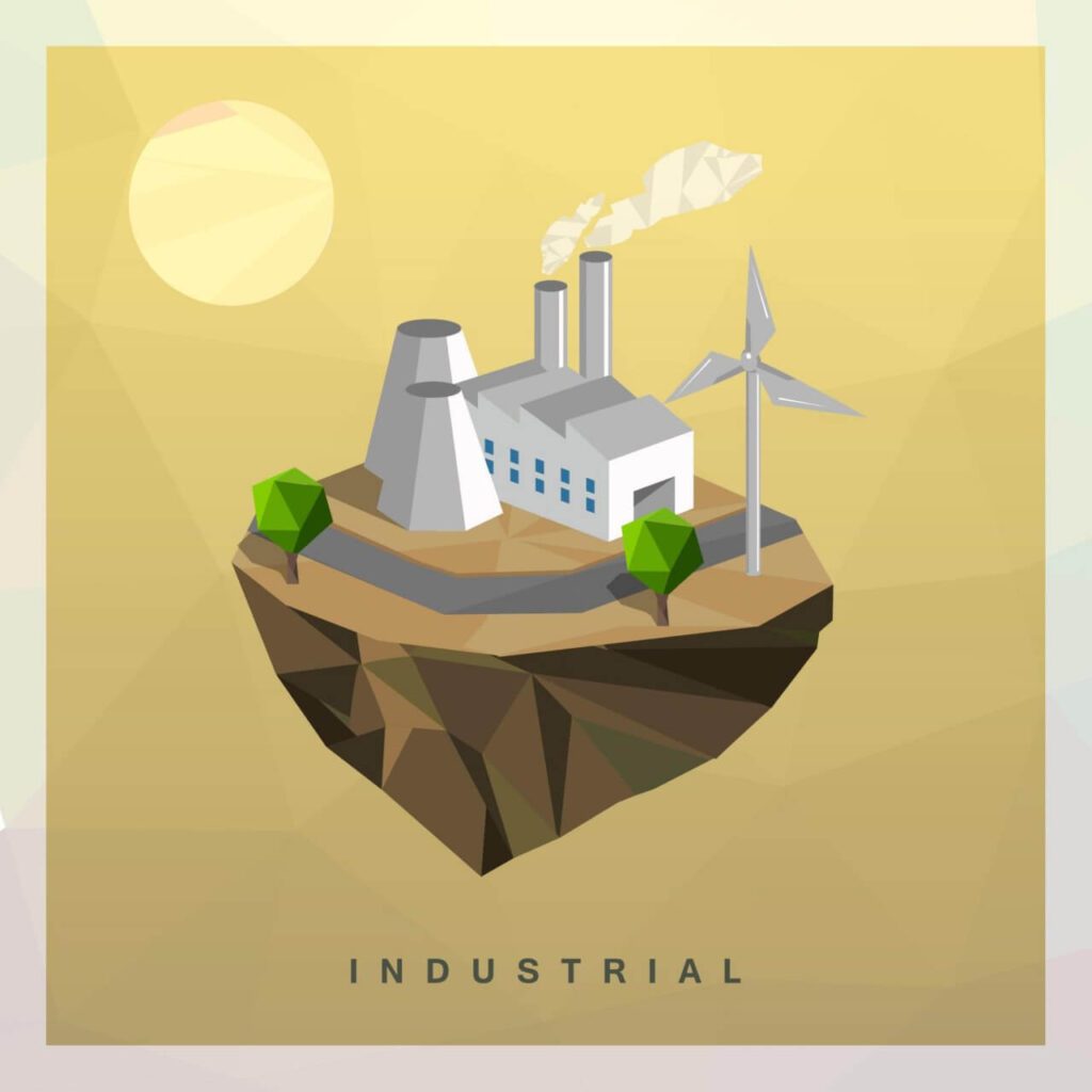 Isometric Industrial Vector Floating Island