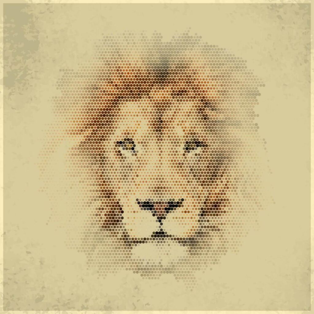 Vintage geometric lion