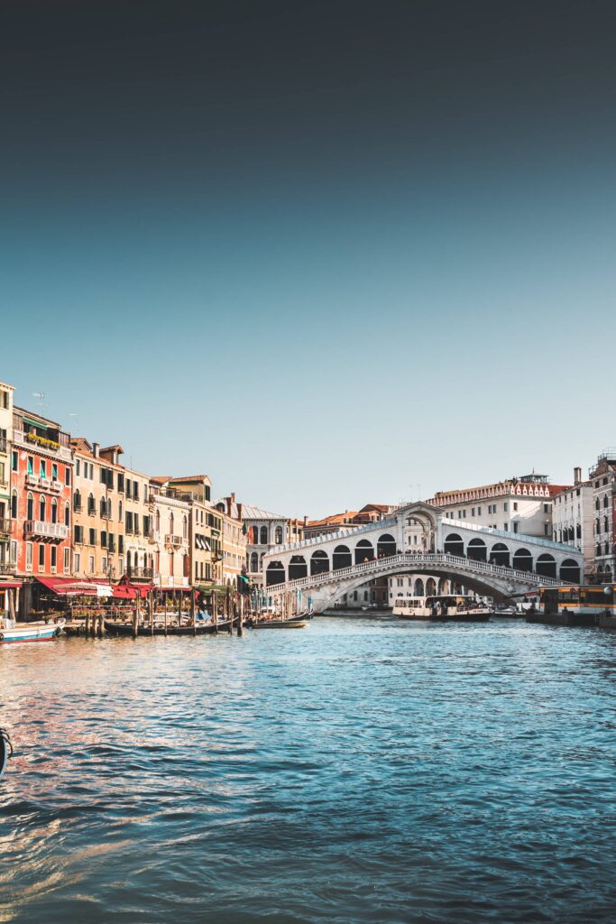 Beautiful and Famous Rialto Bridge in Venice, Italy Free Photo