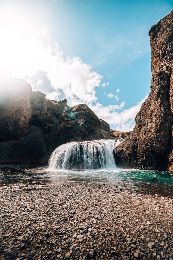 Beautiful Clear Waterfall in Iceland Free Photo