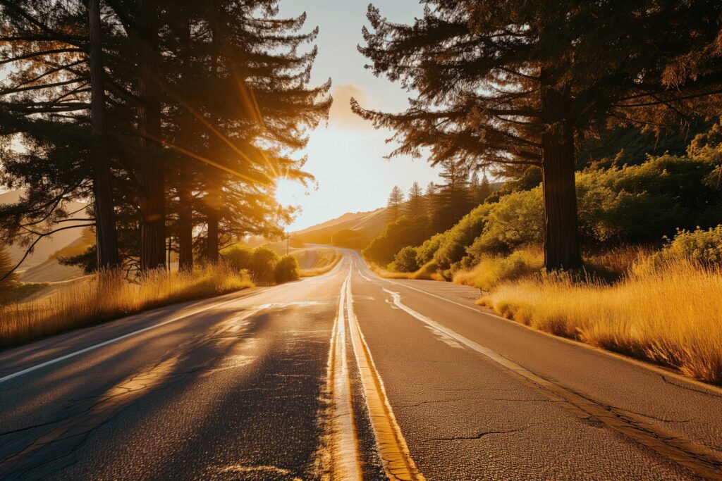 Beautiful Empty Road During Sunset Stock Free