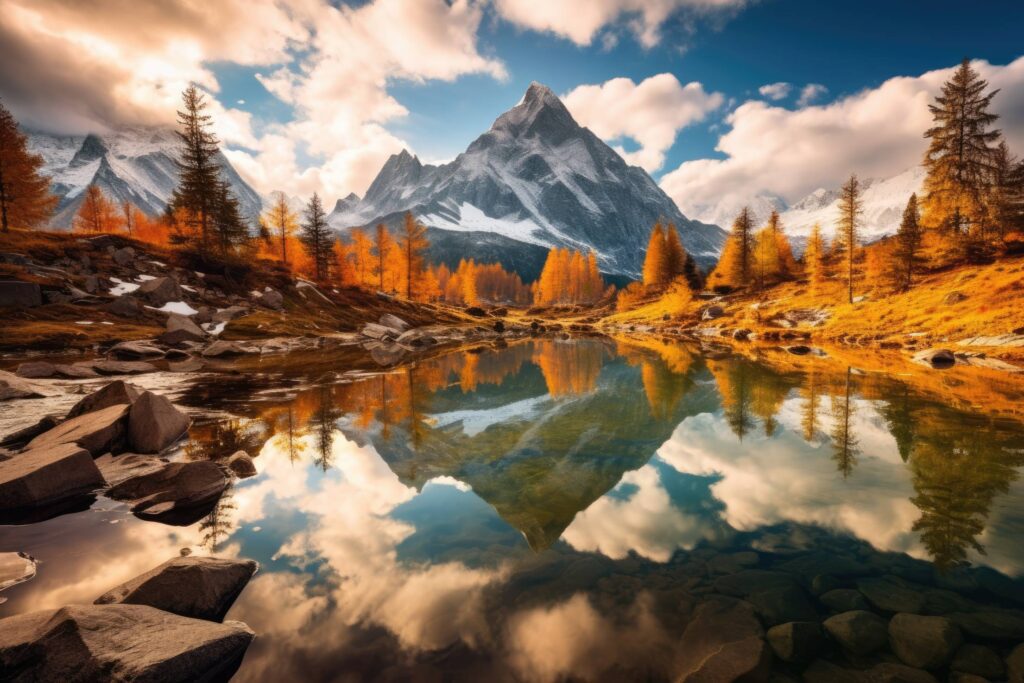 Beautiful Fall Mountain Scenery Stock Free