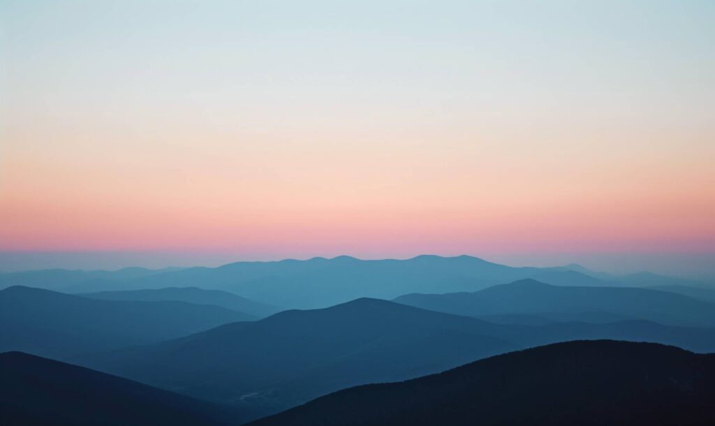 Beautiful First Colors Before Sunrise Over the Mountains Stock Free