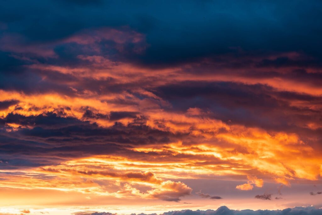 Beautiful Golden Clouds After Sunset Free Photo