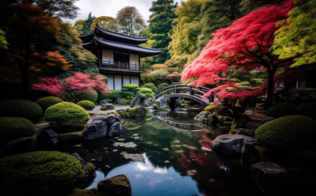 Beautiful Japanese Garden Stock Free