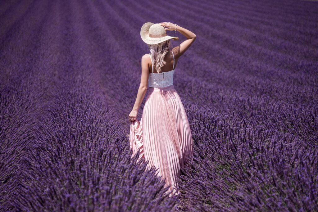 Beautiful Lady in Lavender Field Free Photo