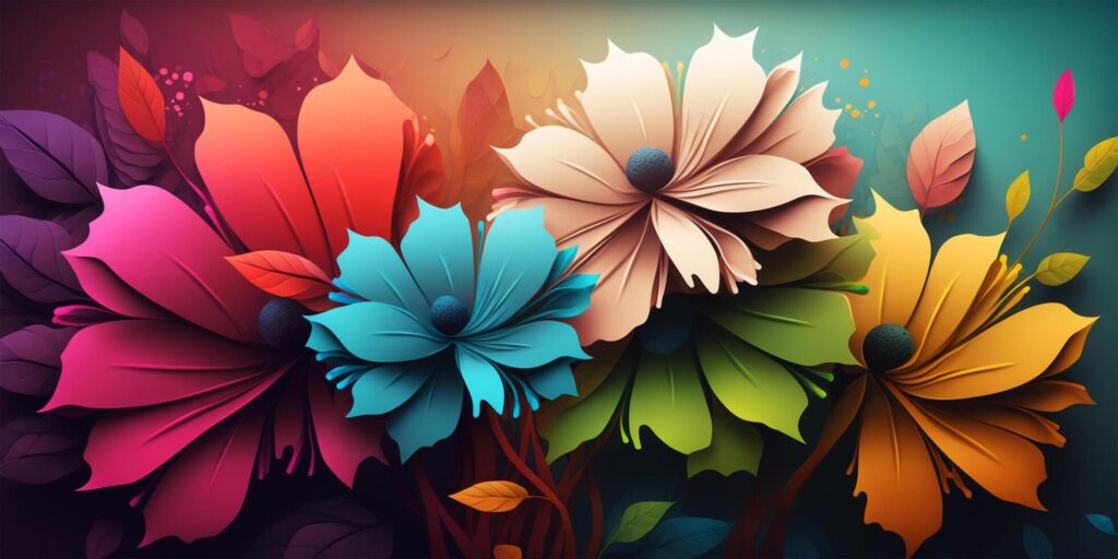 Beautiful mixed colorful flowers background. Vibrant colors of mixed flowers ornament backdrop. . Stock Free