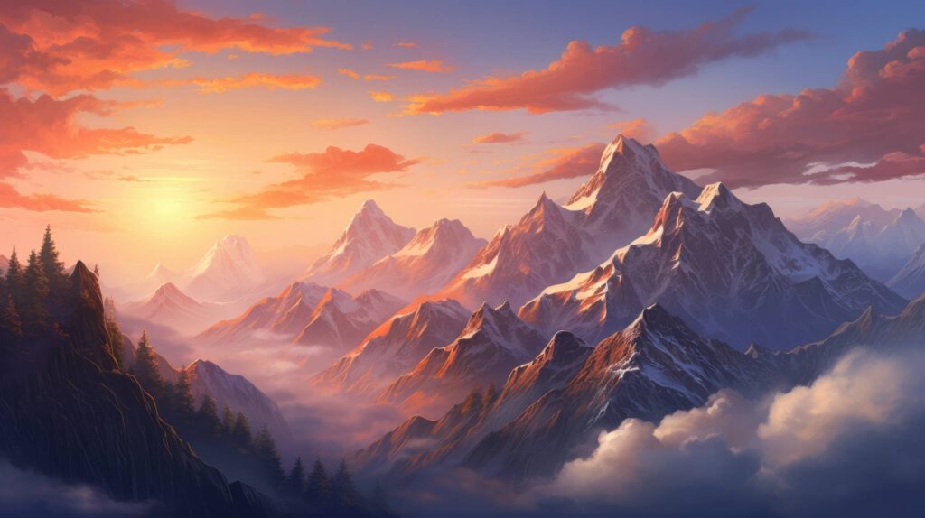 Beautiful Mountain Landscape Before Sunset Stock Free