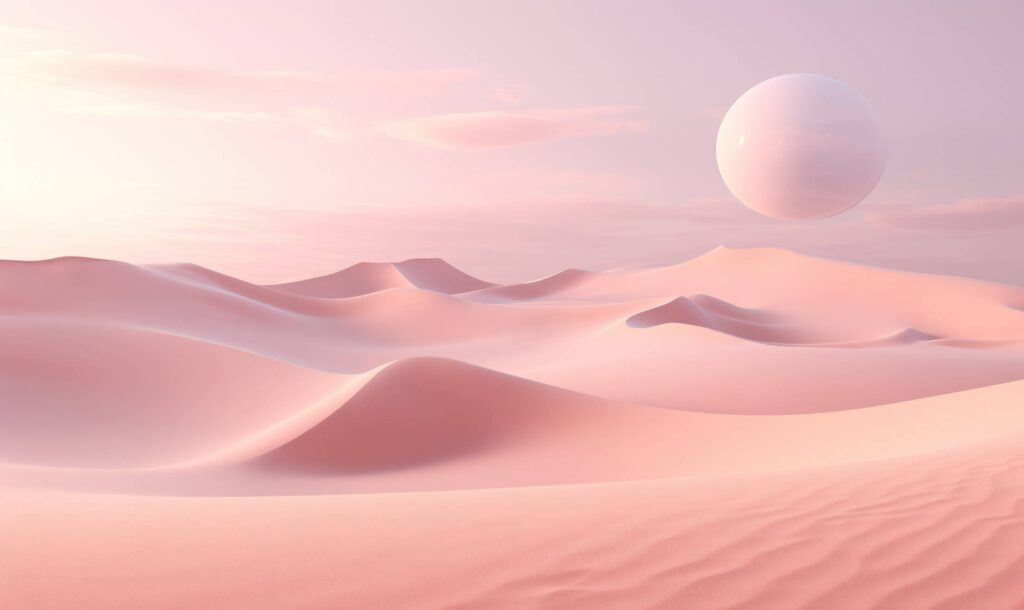 Beautiful Pink Dunes Aesthetic Scenery with Big Moon Stock Free