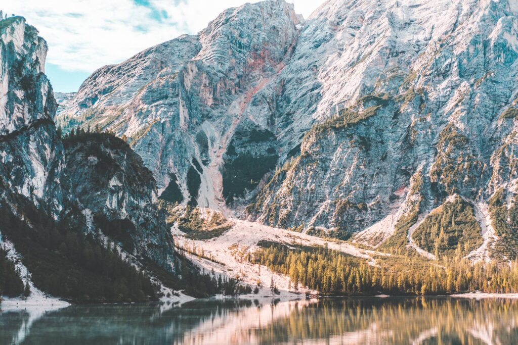 Beautiful Scenery Over the Lake Braies, Dolomites Free Photo