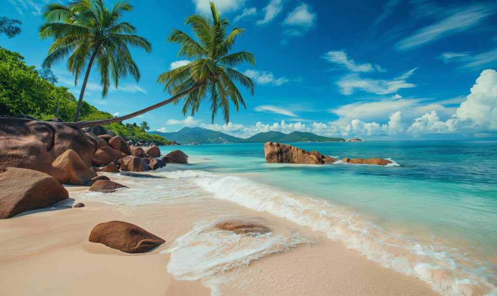 Beautiful Seychelles Beaches Traveling Stock Free