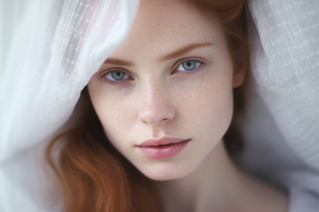 Beautiful Soft Portrait of Young Freckled Brunette Stock Free