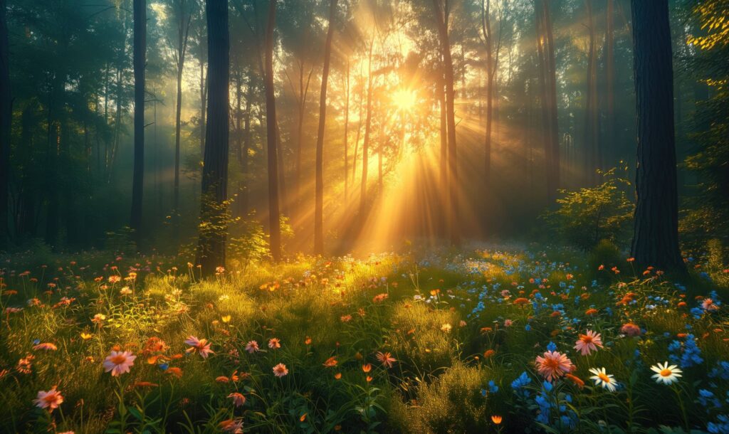 Beautiful Spring Forest Morning Stock Free