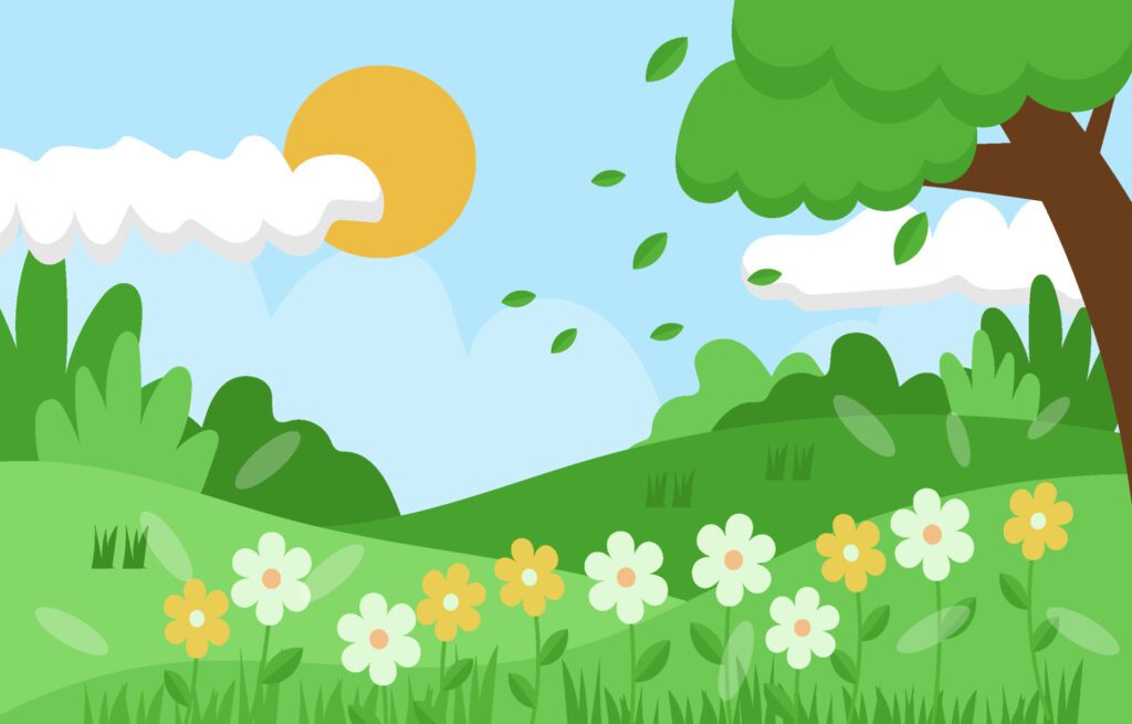 Beautiful Spring Landskape Background Free Vector