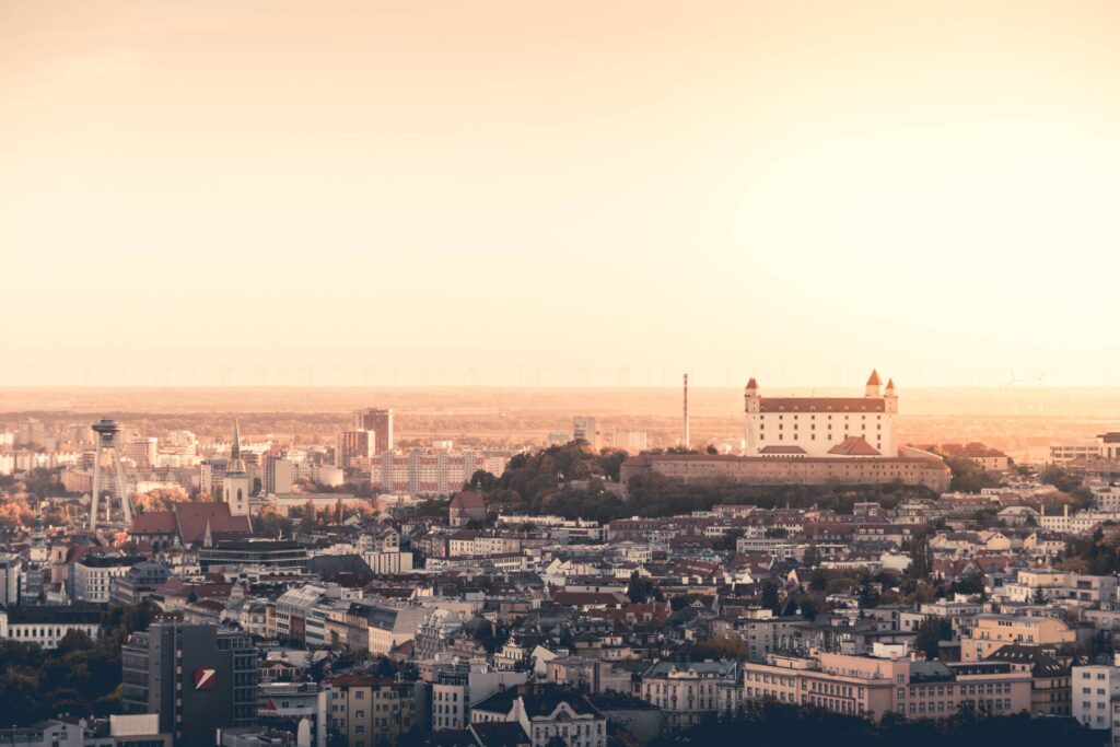 Beautiful Sunset Over The Bratislava Castle, Slovakia Free Photo