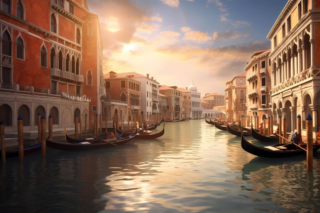 Beautiful Venice Canal Grande Painting Stock Free