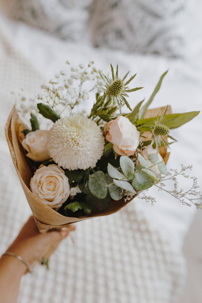 Beautiful White Wedding Flower Bouquet Free Photo