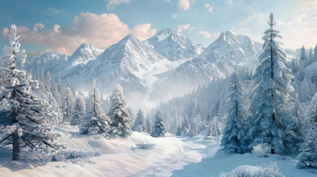 beautiful winter nature landscape amazing mountain Stock Free