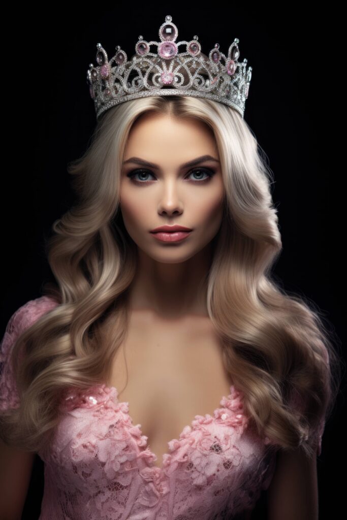 Beauty Contest Winner Portrait Beautiful Blonde Woman with Princess Crown Stock Free