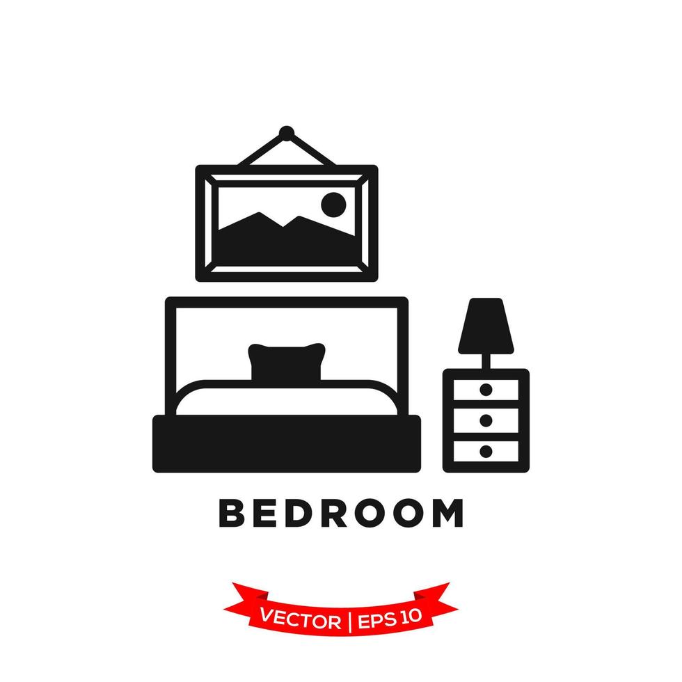 bedroom illustration,bed icon in trendy flat style Stock Free