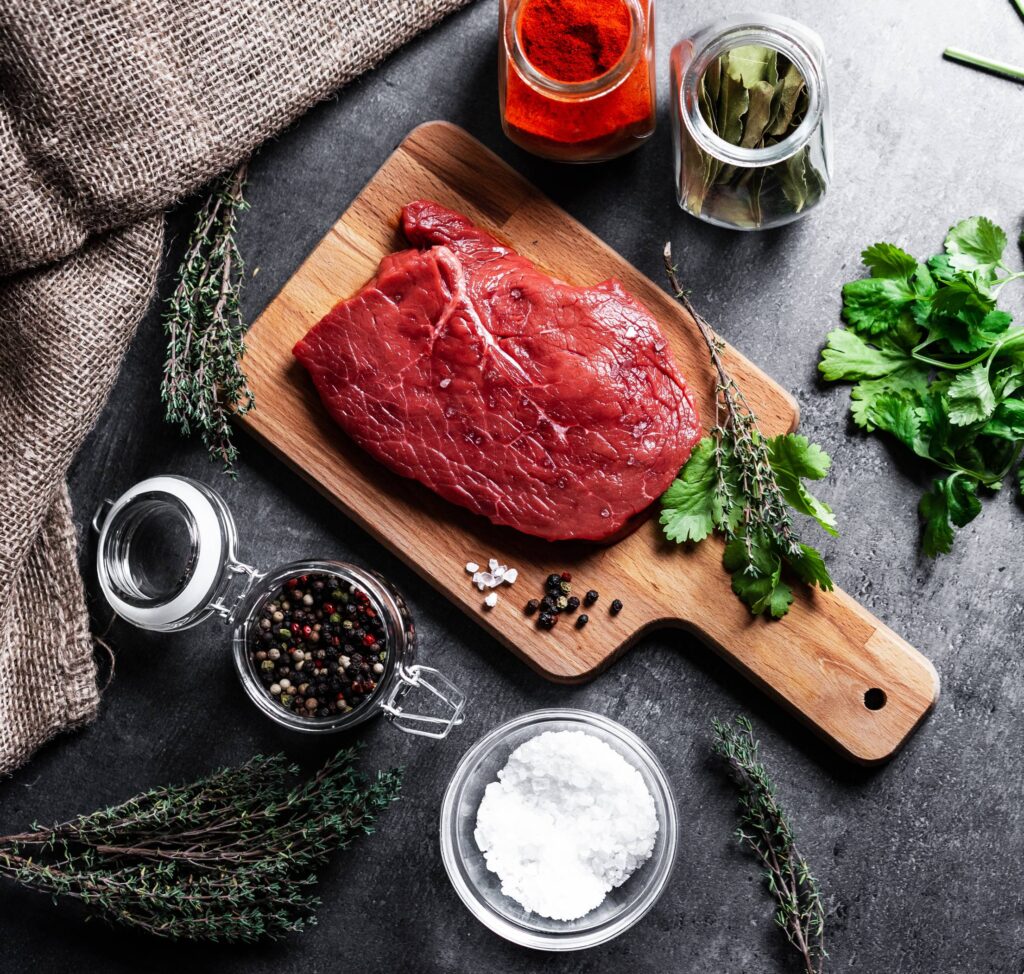 Beef Steak Flat Lay Free Photo