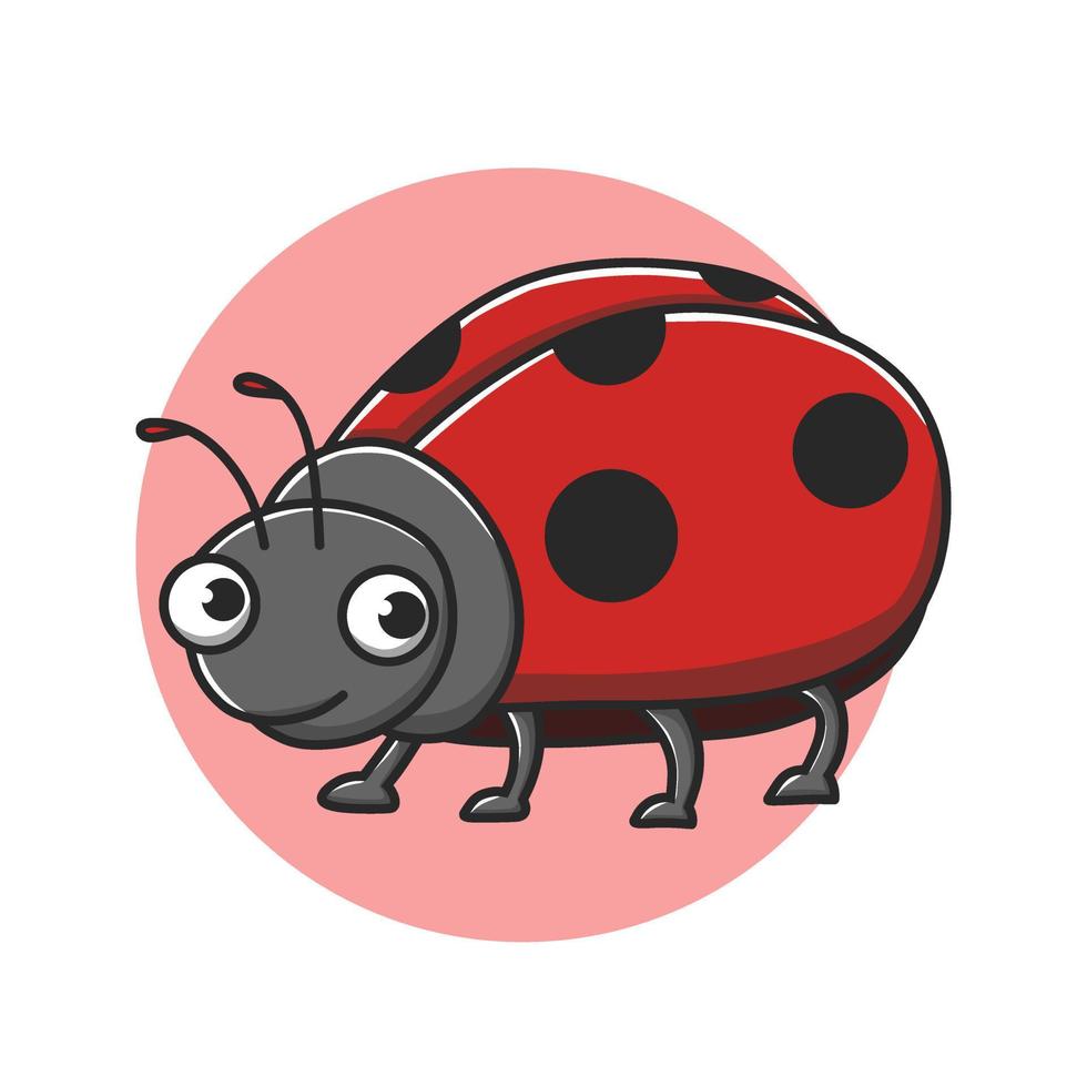 Beetle Icon Kids Drawing Cartoon. Bug Insect Mascot Vector Illustration. Ladybug Animal Cute Character Stock Free