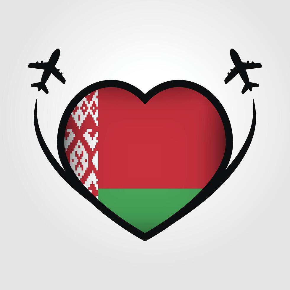 Belarus Travel Heart Flag With Airplane Icons Stock Free