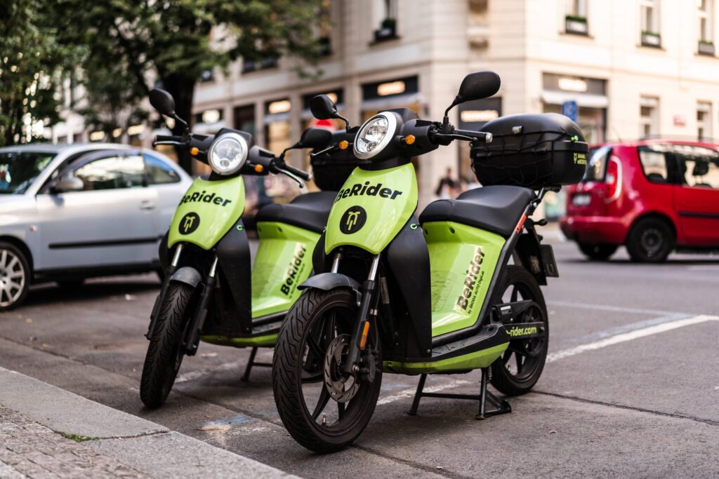 BeRider Electric Shared Scooters in Prague Street, Czechia Free Photo