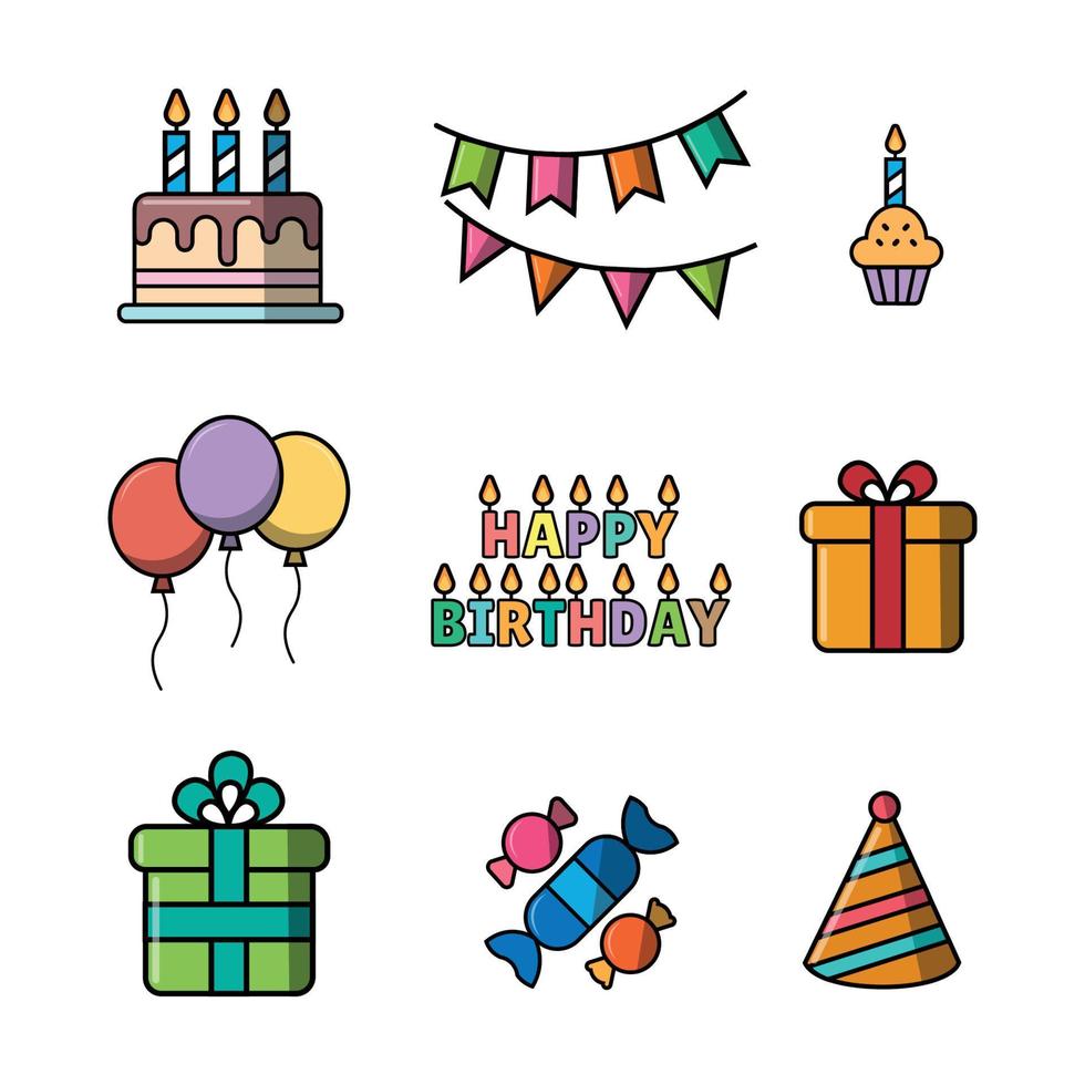 Birthday icon collection Stock Free