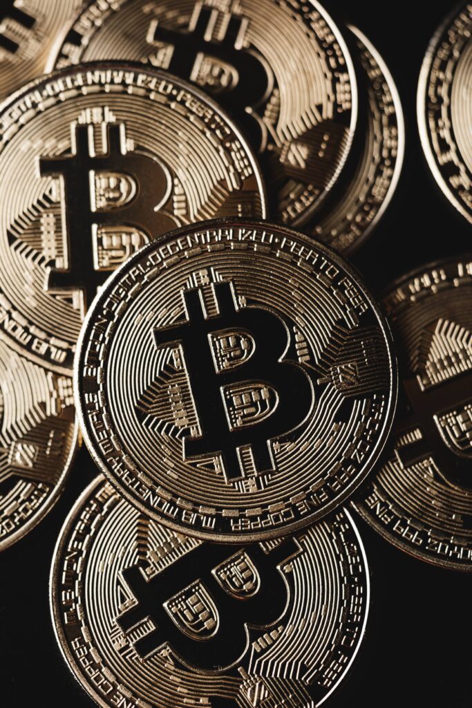 Bitcoin Cryptocurrency Pile Close Up Free Photo