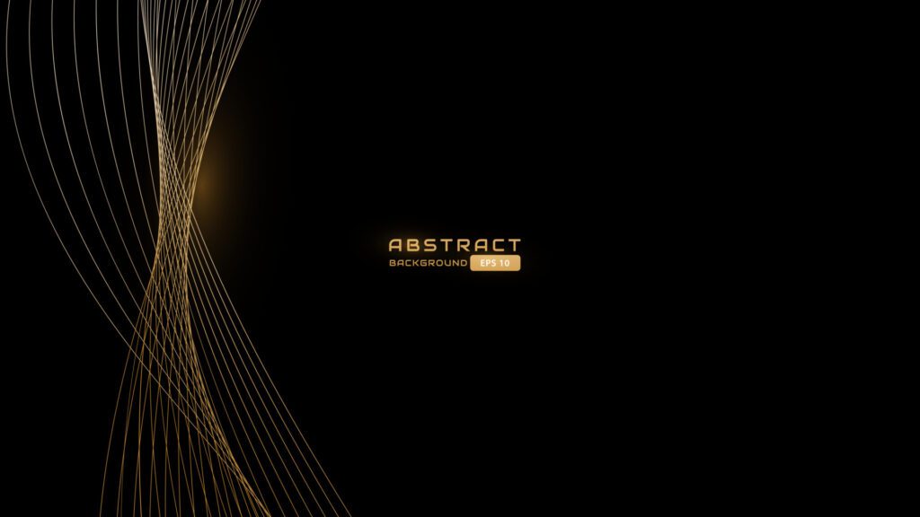 black and gold abstract background with line wave Free Vector