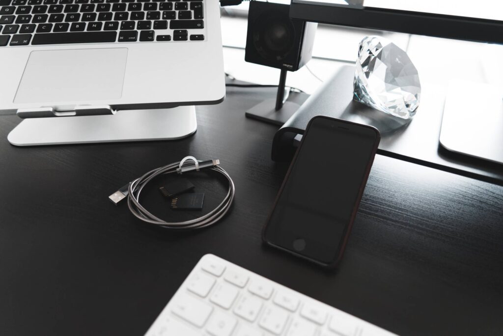 Black and White Creative Workspace Office Setup Free Photo