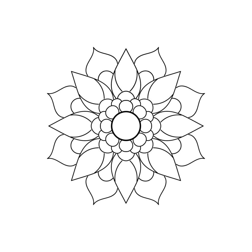 Black and white mandala floral pattern, Vintage decorative elements, Mandala background Free Vector