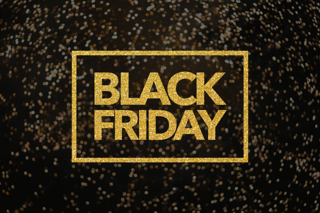 Black Friday Lettering Golden Glitter Free Photo