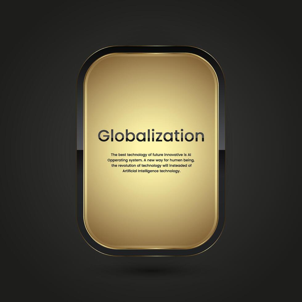 Black Luxury button infographic vector design. A gold and black icon on isolated dark gradient background, a premium Vector illustration template Stock Free