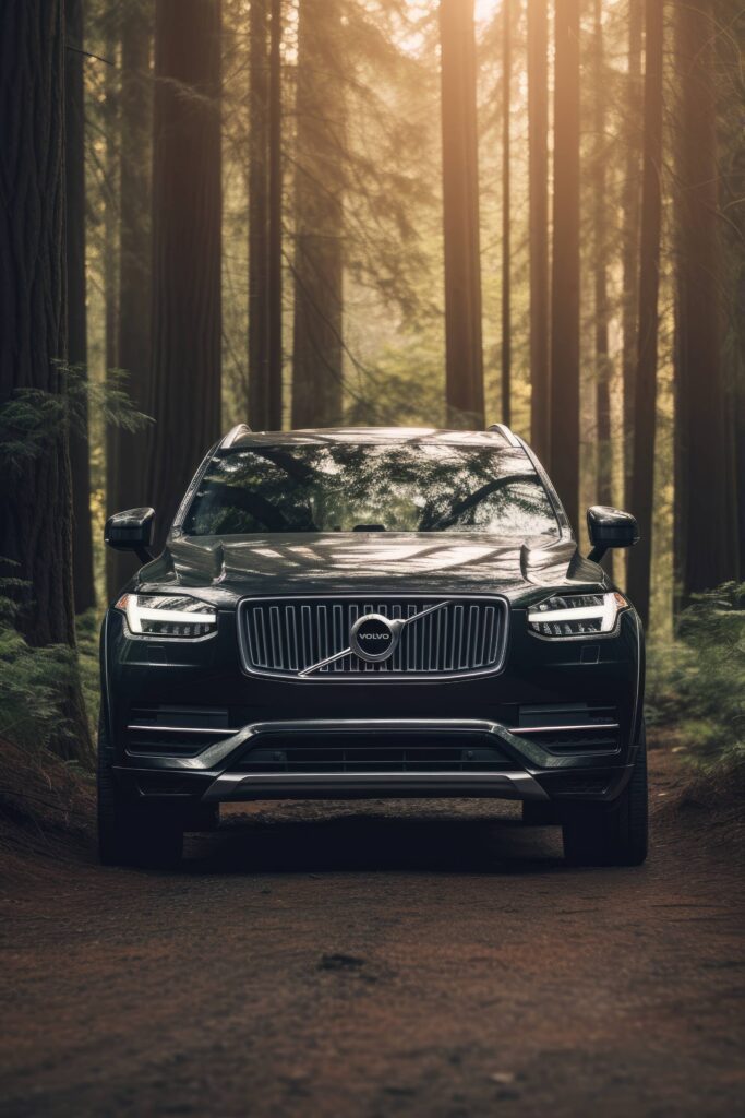 Black Volvo XC90 Front View in Forest Stock Free