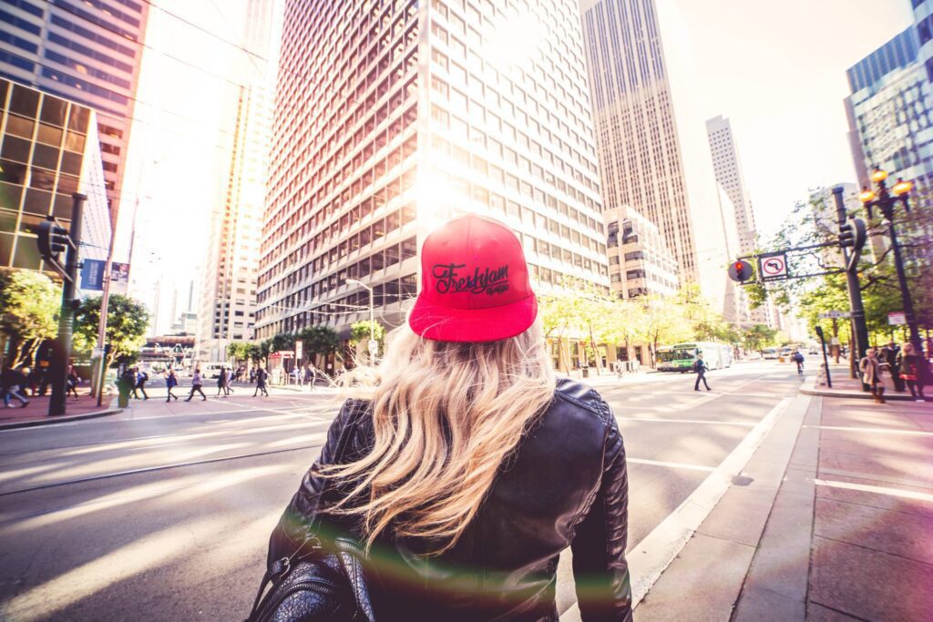 Blonde Woman Walking Alone On San Francisco Streets Free Photo