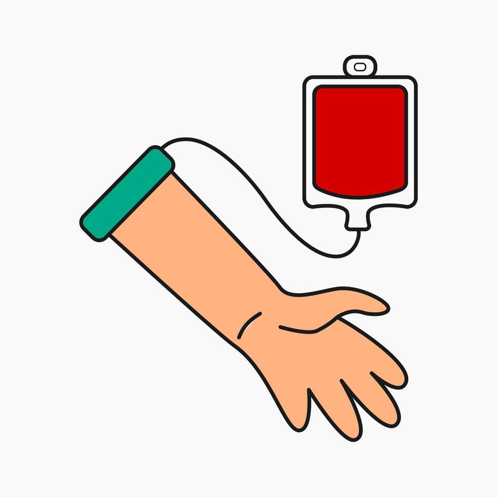 blood donation icon with hand illustration Stock Free