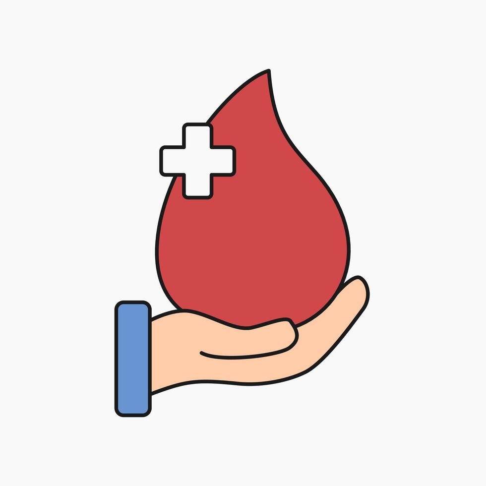 blood drop icon with hand holding it Stock Free