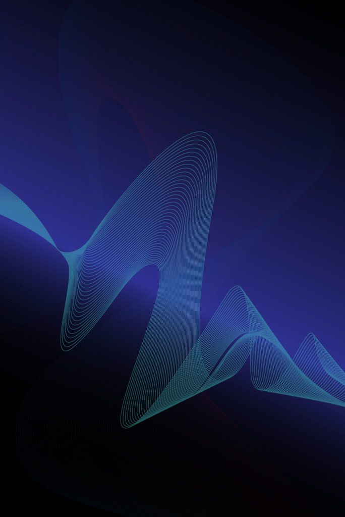 blue and black background with blue gradient line art waves. futuristic graphics with sound wave technology concept. digital design with a monochrome cover. modern templates Free Vector