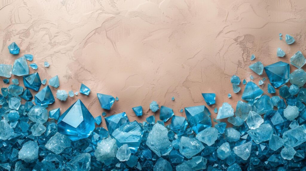 Blue Crystals on Beige Background Stock Free