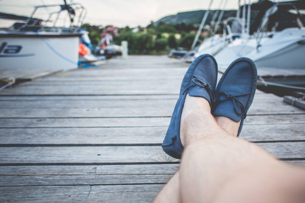 Blue Leather Boat Shoes Free Photo