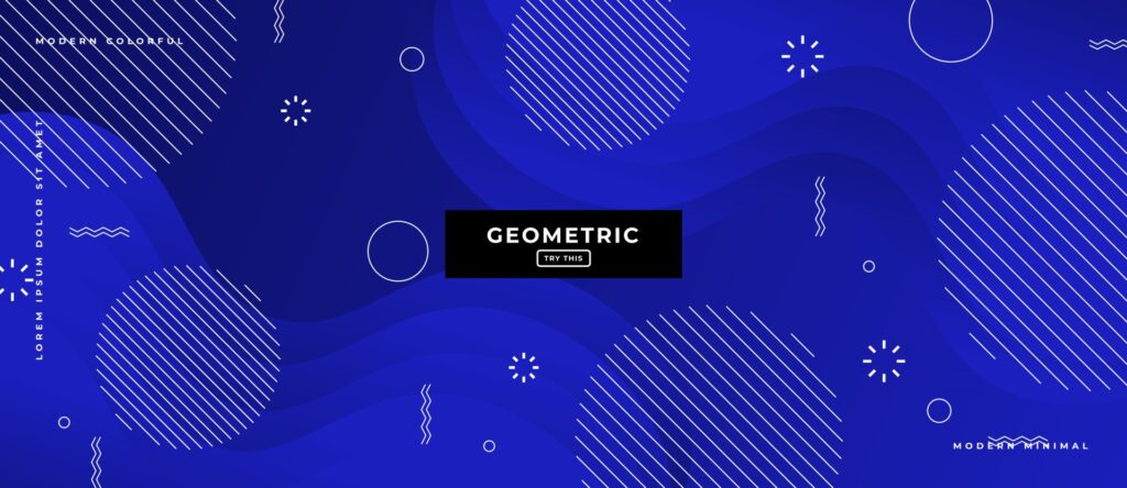 Blue Memphis Style Lines Geometric Background. Free Vector