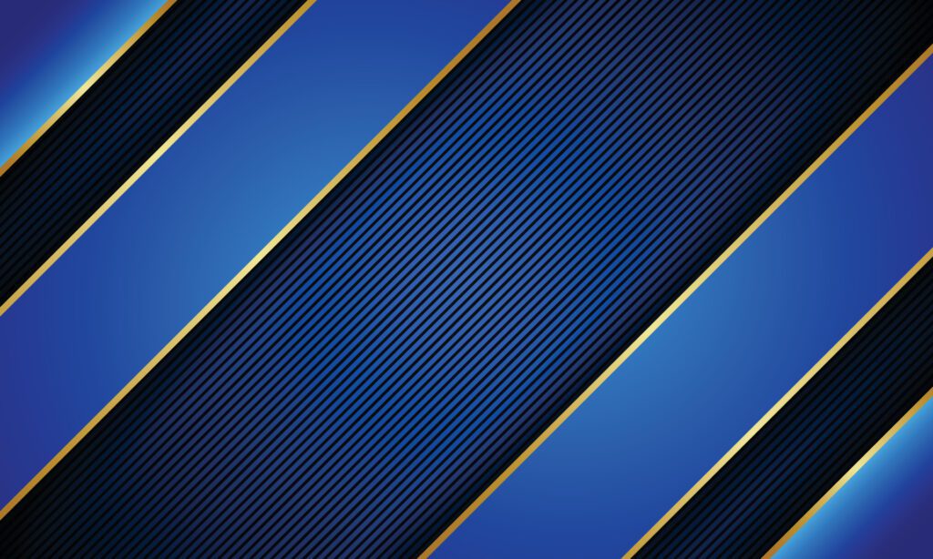 Blue paper cut with golden line on lines dark background. Free Vector