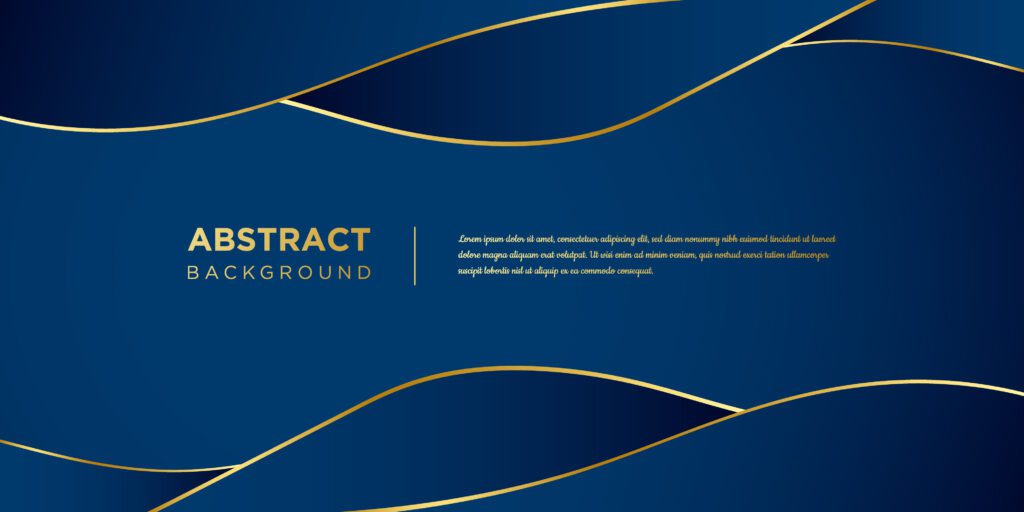 Blue wave shapes with gold accents background Free Vector